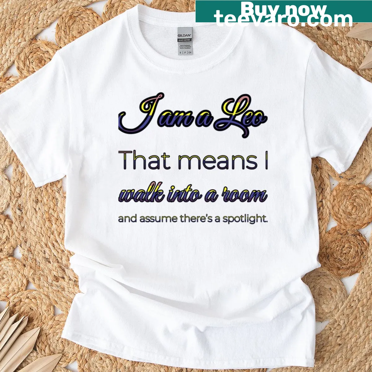 Funny oversized T-shirt for Leo with spotlight phrase — on a men's t-shirt