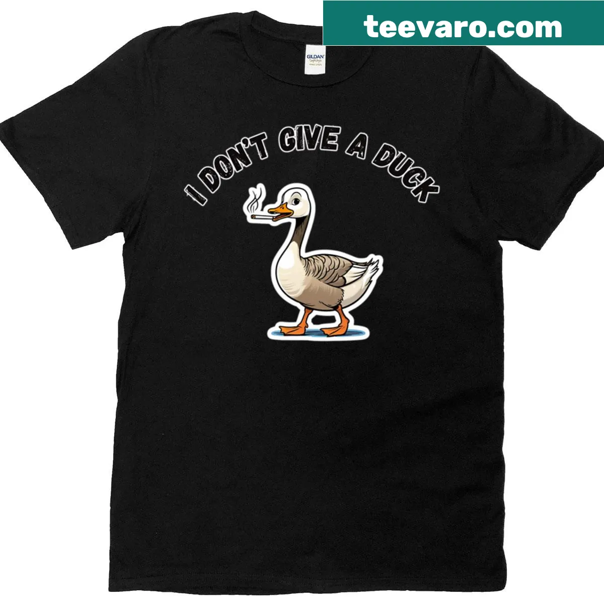 Humorous text design stating 'I Don't Give A Duck' on a t-shirt — on a men's t-shirt