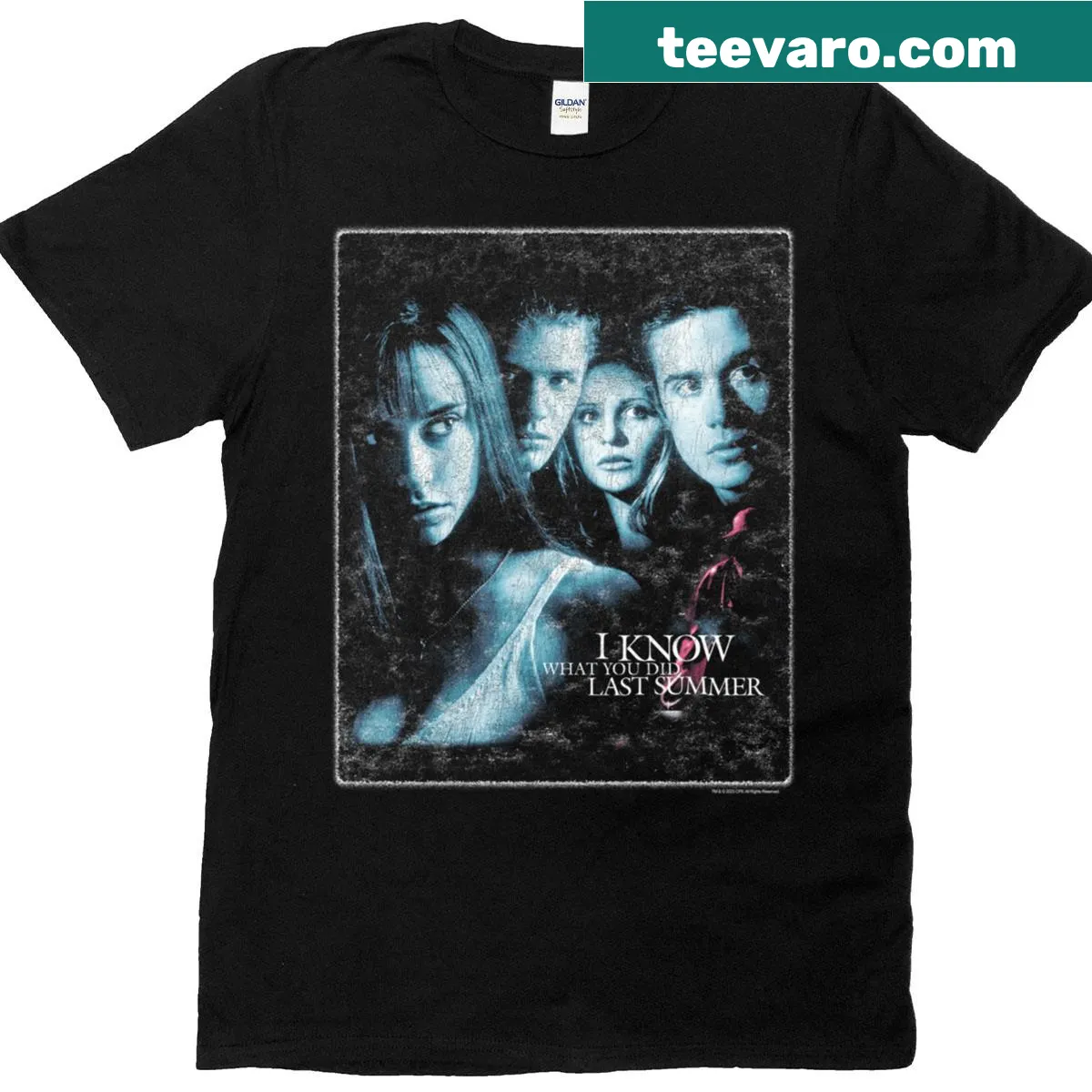 Horror-themed t-shirt with 'I Know What You Did Last Summer' design — on a men's t-shirt