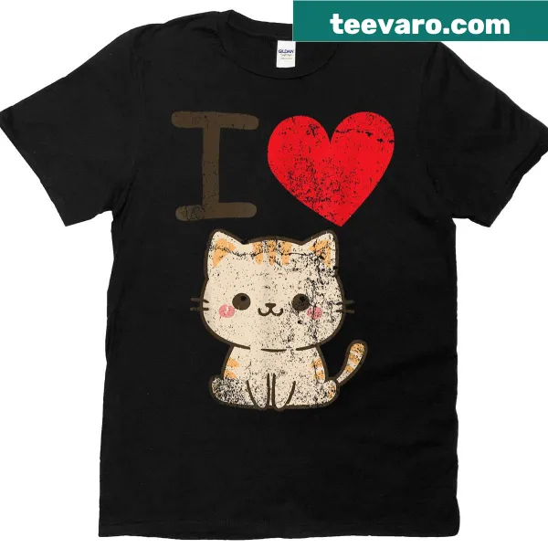 Kawaii cat design T-shirt for cat lovers