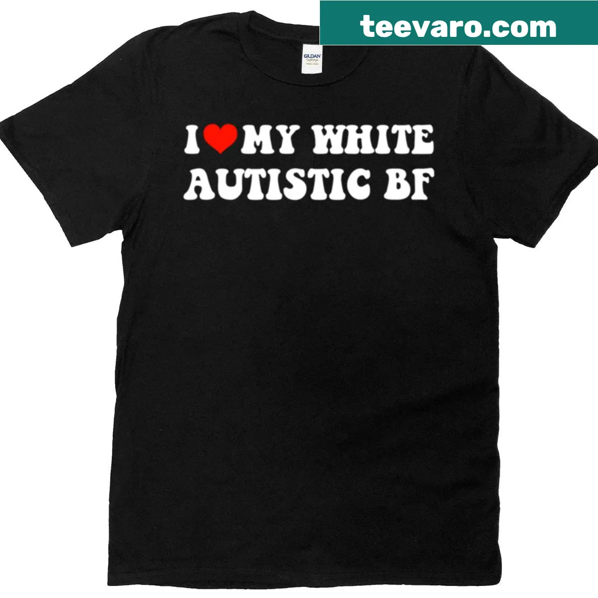 Oversized T-shirt with sentimental text about loving an autistic boyfriend — on a men's t-shirt