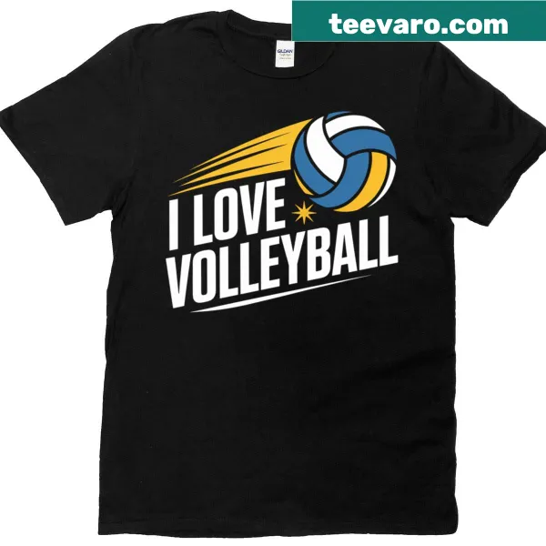 I Love Volleyball graphic T-shirt for enthusiasts and fans