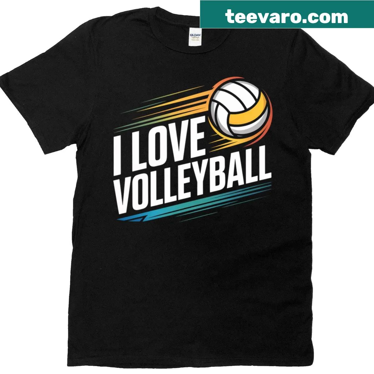 T-shirt featuring I Love Volleyball text for volleyball fans — on a men's t-shirt
