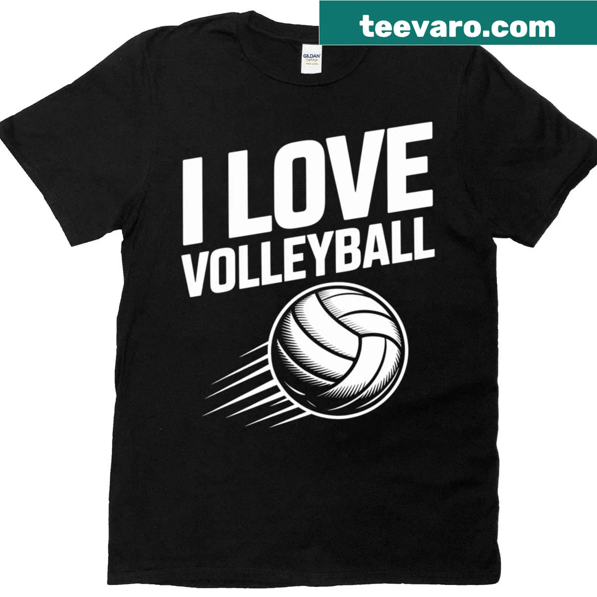 T-shirt with I Love Volleyball text for volleyball enthusiasts — on a men's t-shirt