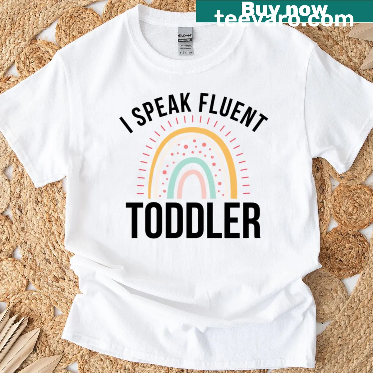 Cute T-shirt for daycare workers that humorously states 'I Speak Fluent Toddler' — on a men's t-shirt