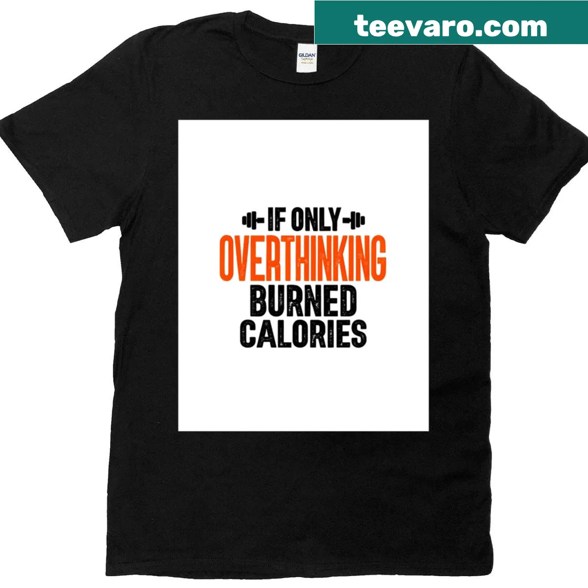 Graphic T-shirt about overthinking and calories — on a men's t-shirt