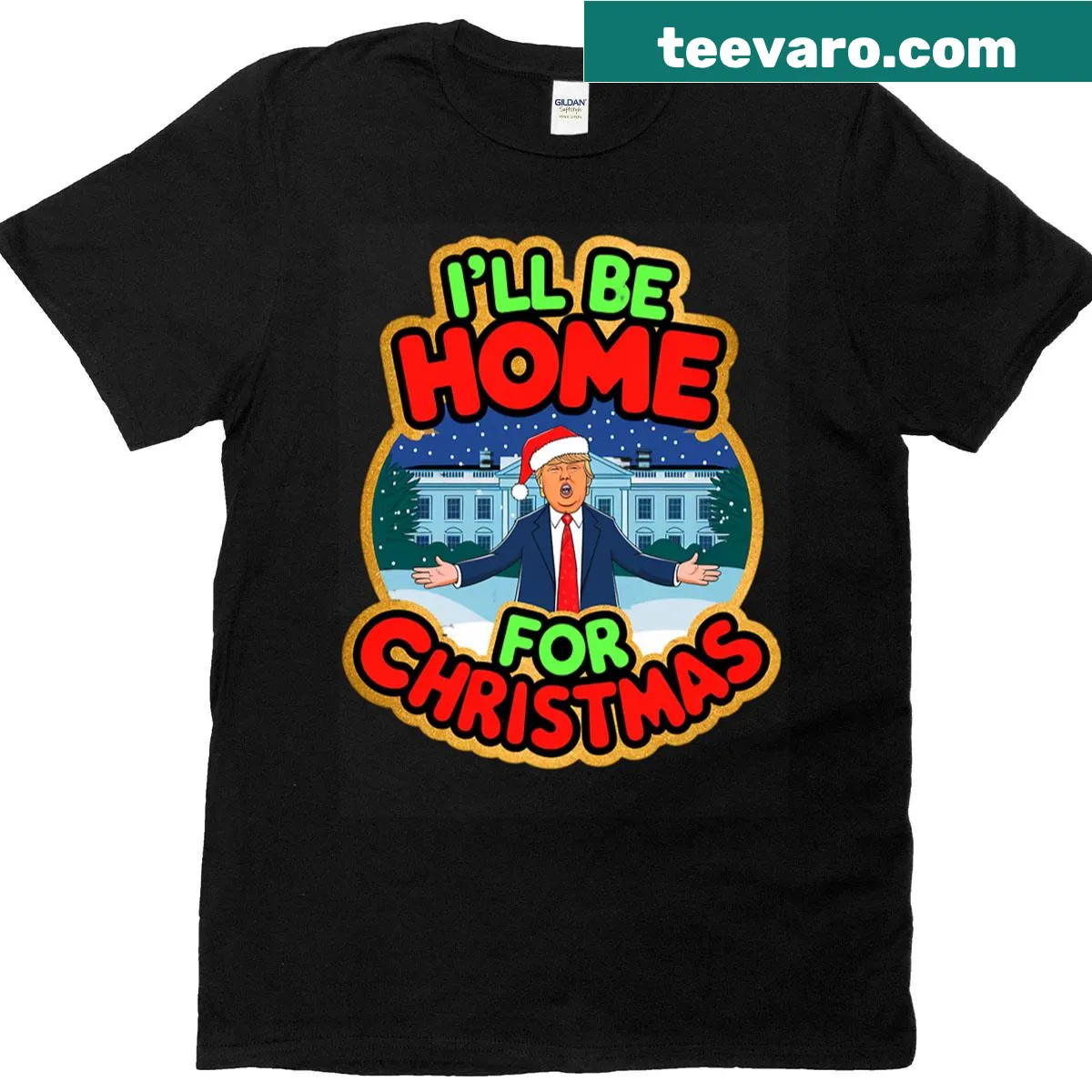 T-shirt with the words I'll Be Home for Christmas — on a men's t-shirt