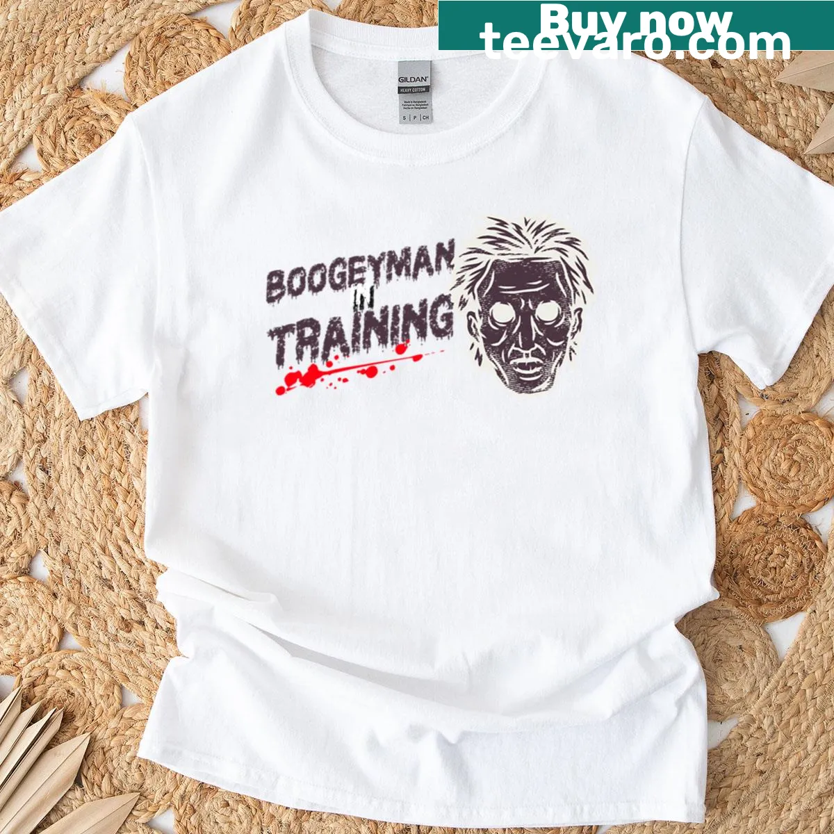 Oversized T-shirt with the phrase 'I’m Just Here For The Boos' in fun typography — on a men's t-shirt