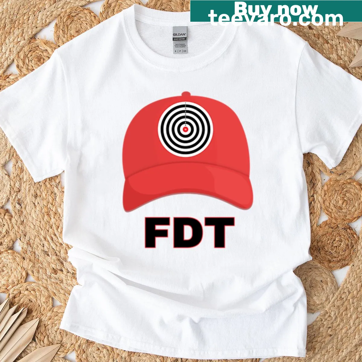 Graphic t-shirt with an anti-MAGA message in bold text. — on a men's t-shirt