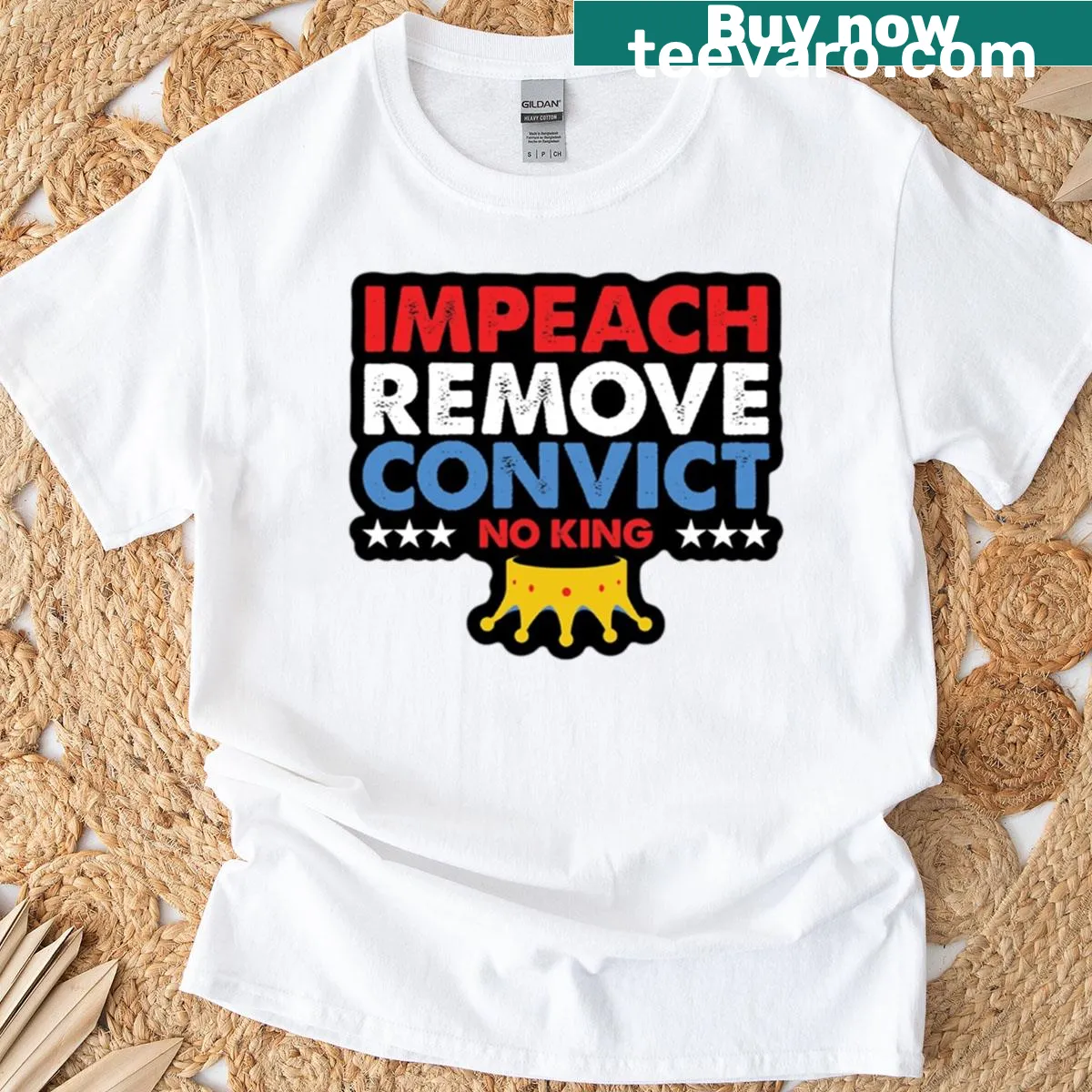 Bold anti-Trump t-shirt with impeach message. — on a men's t-shirt
