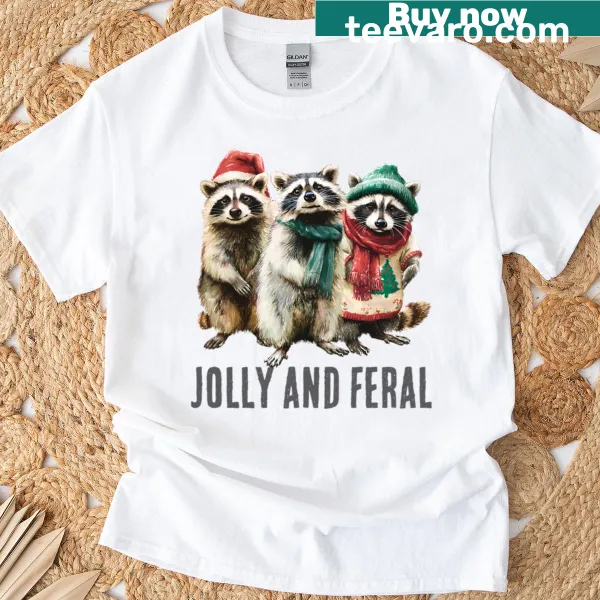 Adorable t-shirt featuring playful illustrations of raccoons