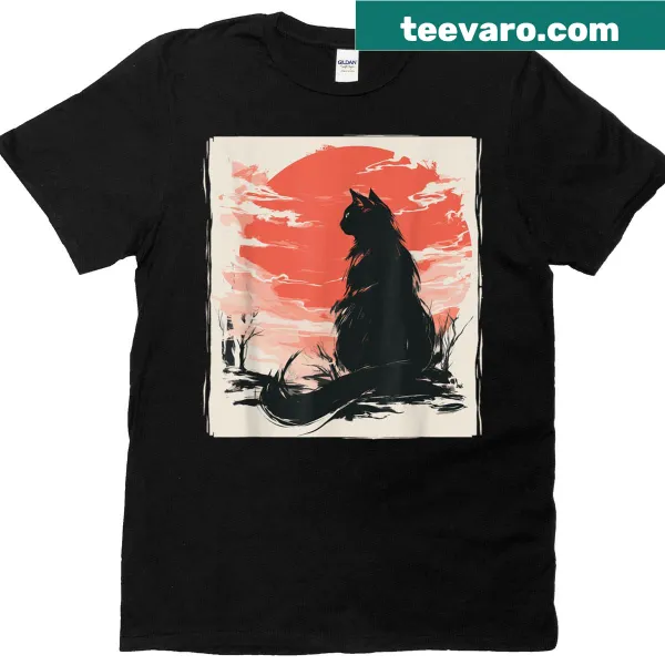 Adorable kawaii cat anime T-shirt featuring playful designs