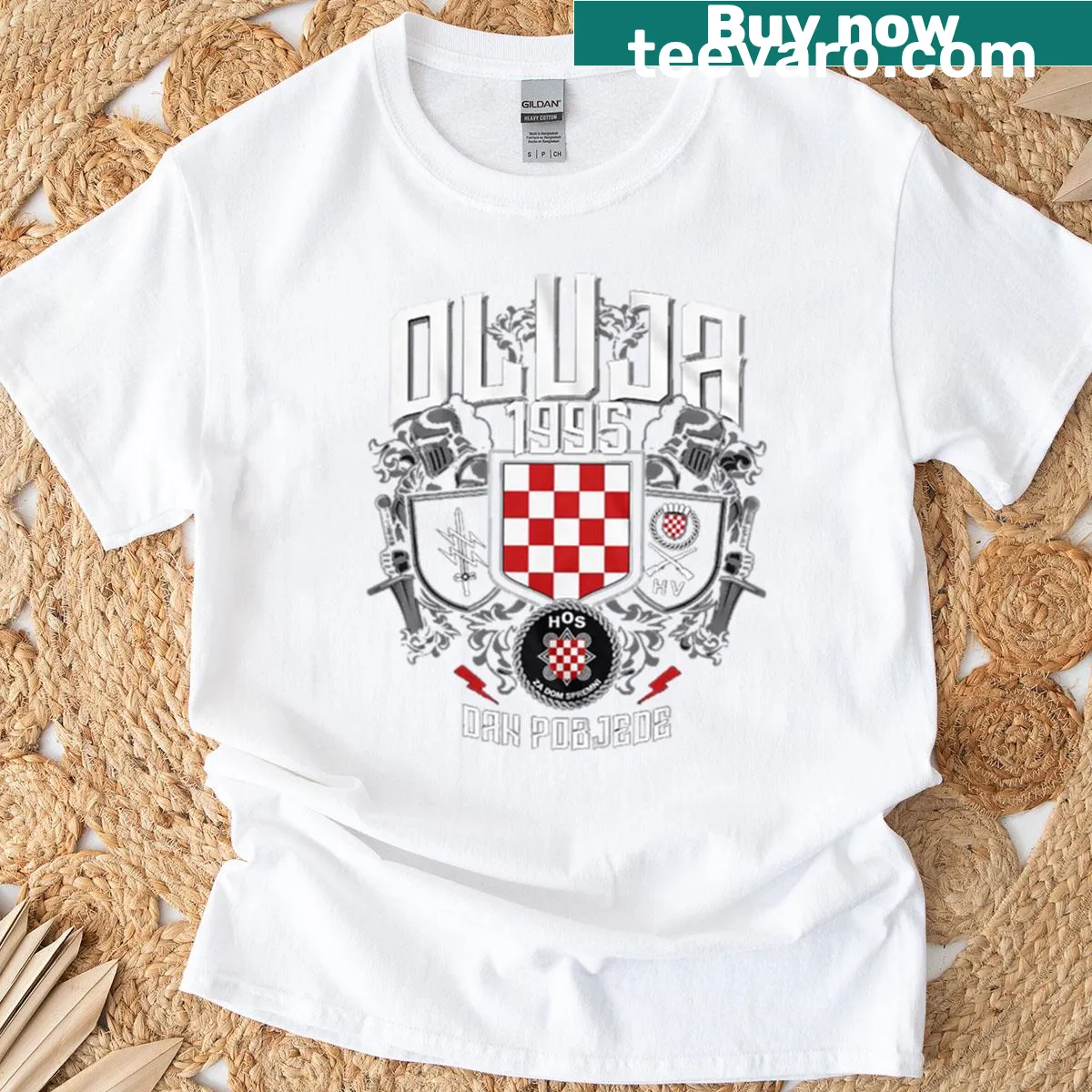 Bold typography t-shirt celebrating Kolekcija Oluja 95. — on a men's t-shirt