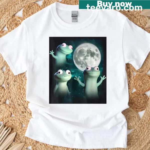Funny t-shirt with cartoon lizard on the moon and text