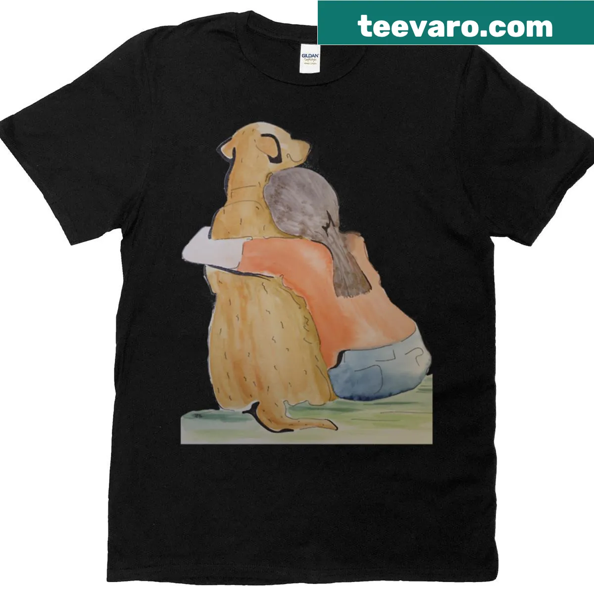 T-shirt with 'Love 4 Dogs' typography design — on a men's t-shirt