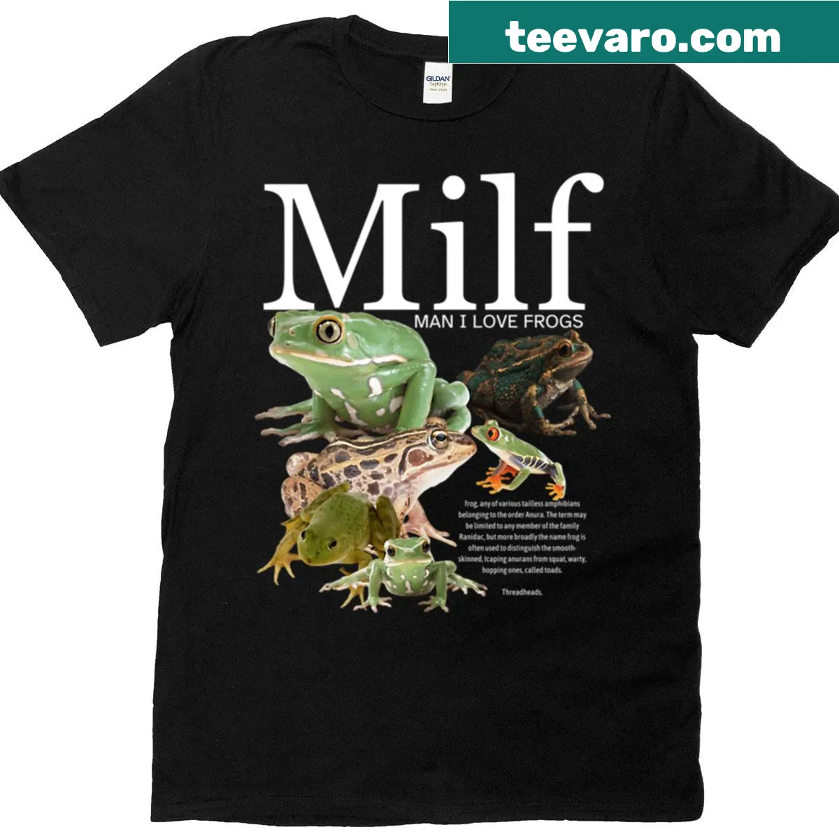 T-shirt with 'Man I Love Frogs' typography design — on a men's t-shirt