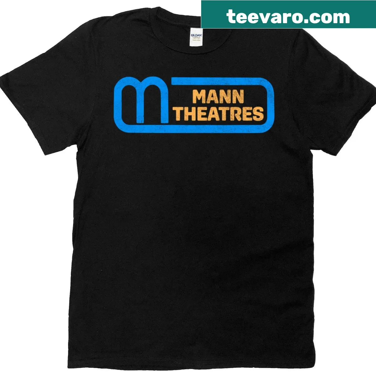 Vintage-style Mann Theatre 80s T-shirt with retro graphics — on a men's t-shirt