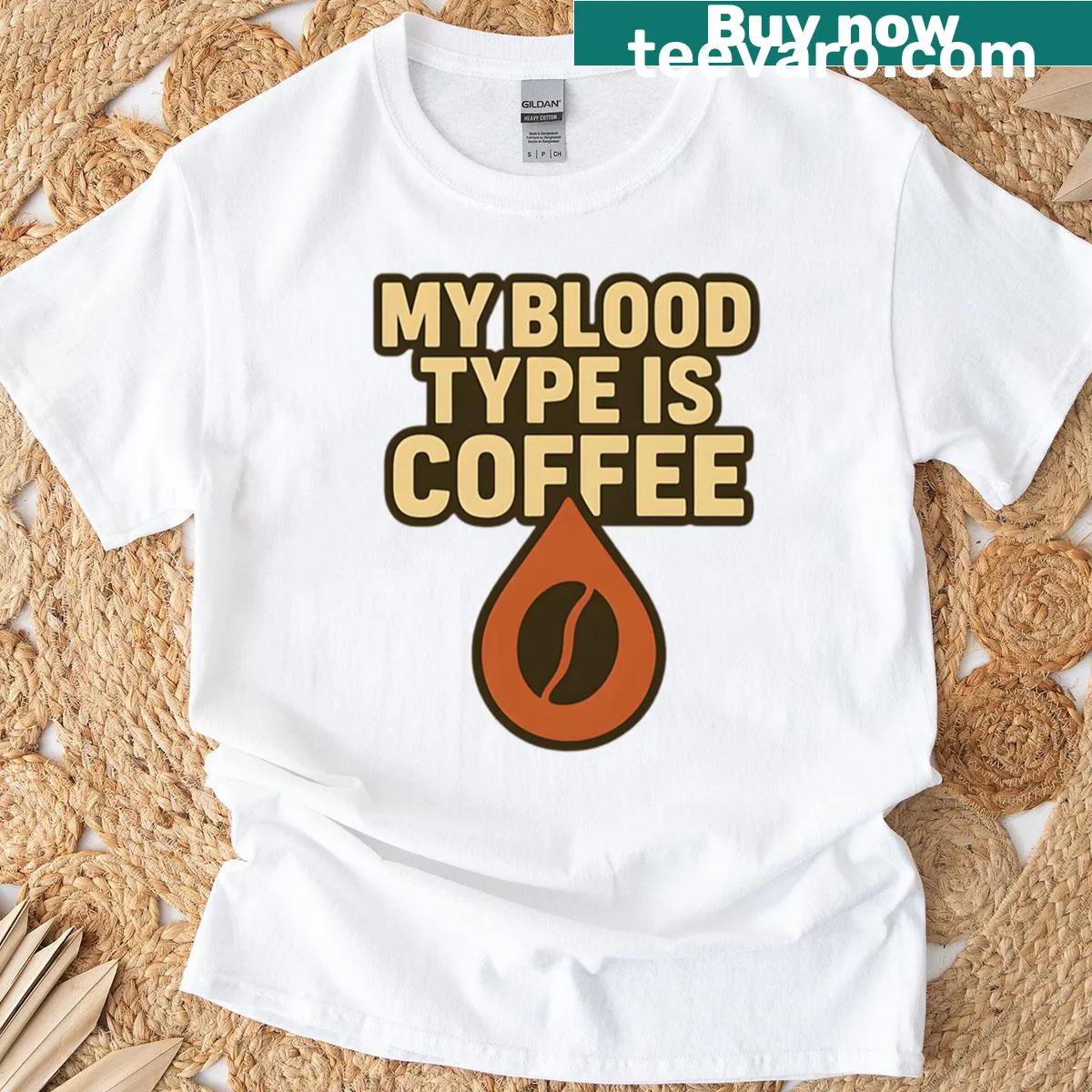 T-shirt with the phrase My Blood Type Is Coffee — on a men's t-shirt