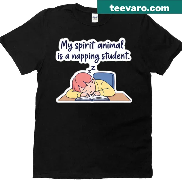 Funny T-shirt about napping students and spirit animals