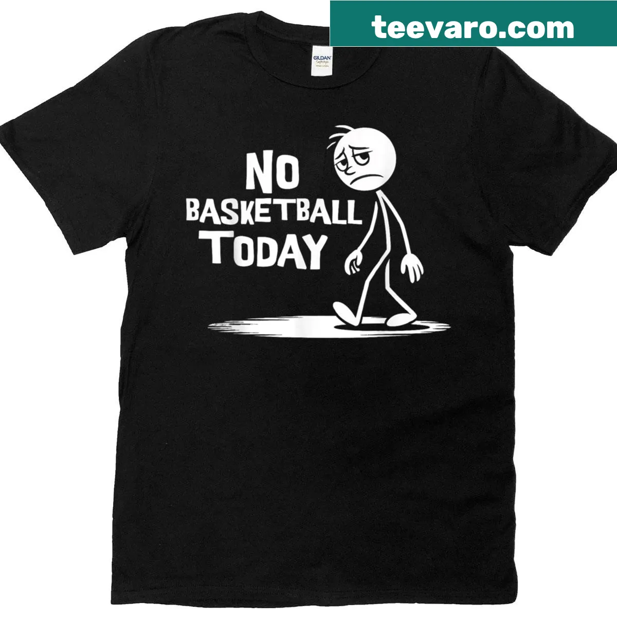 Sad stick man graphic with a basketball theme on a t-shirt — on a men's t-shirt