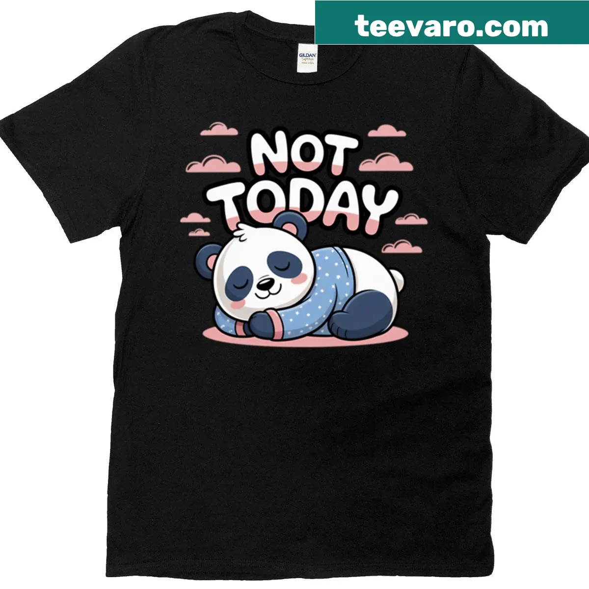 Oversized T-shirt with a cartoon panda and 'Not Today' text — on a men's t-shirt