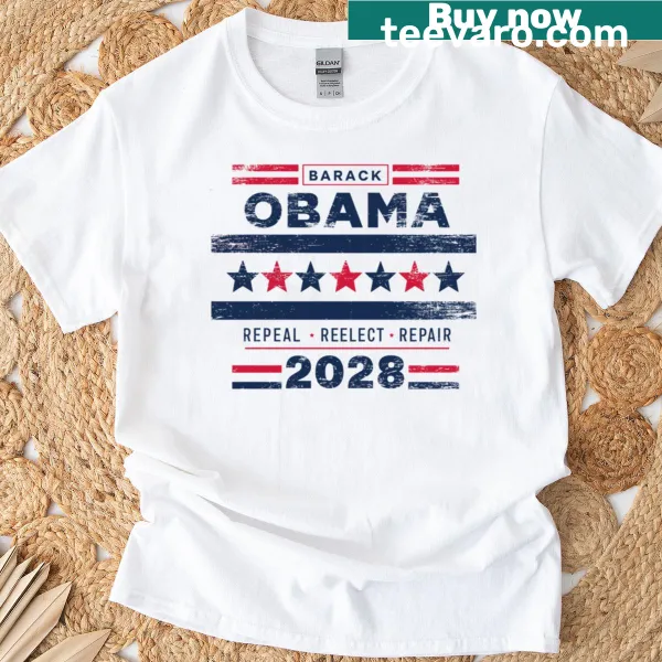 Obama 2028 T-shirt with bold text