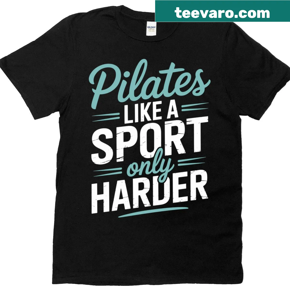 T-shirt with the humorous phrase about Pilates intensity — on a men's t-shirt