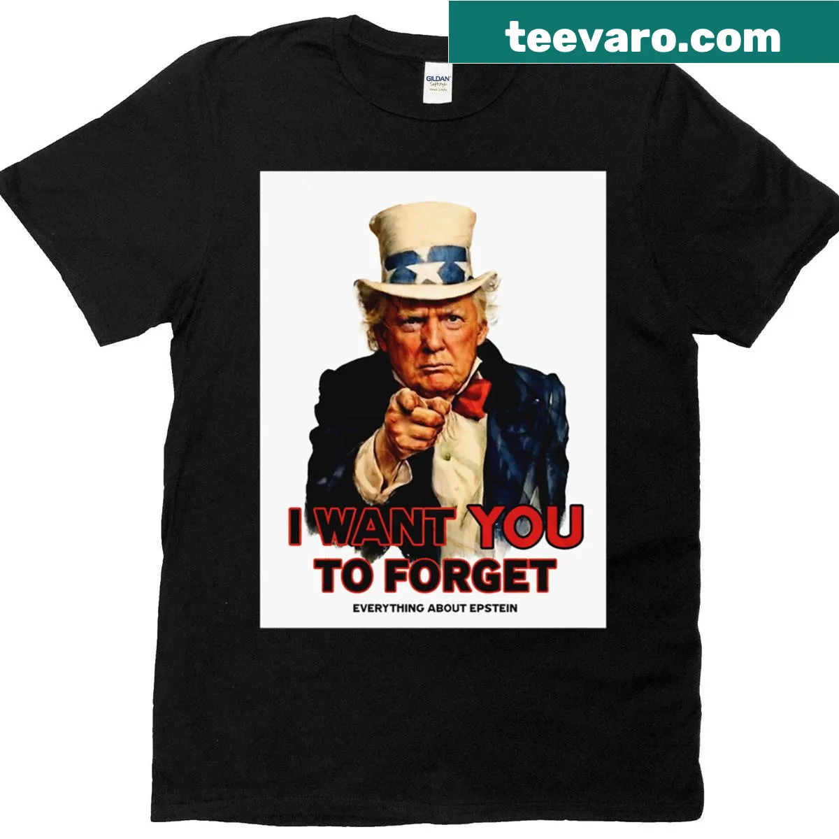 Graphic T-shirt of Trump illustrated as Uncle Sam — on a men's t-shirt