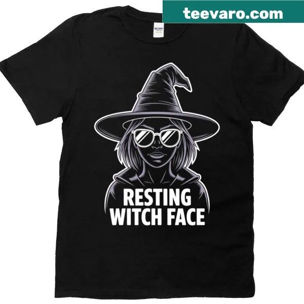 T-shirt with a humorous graphic saying Resting Witch Face