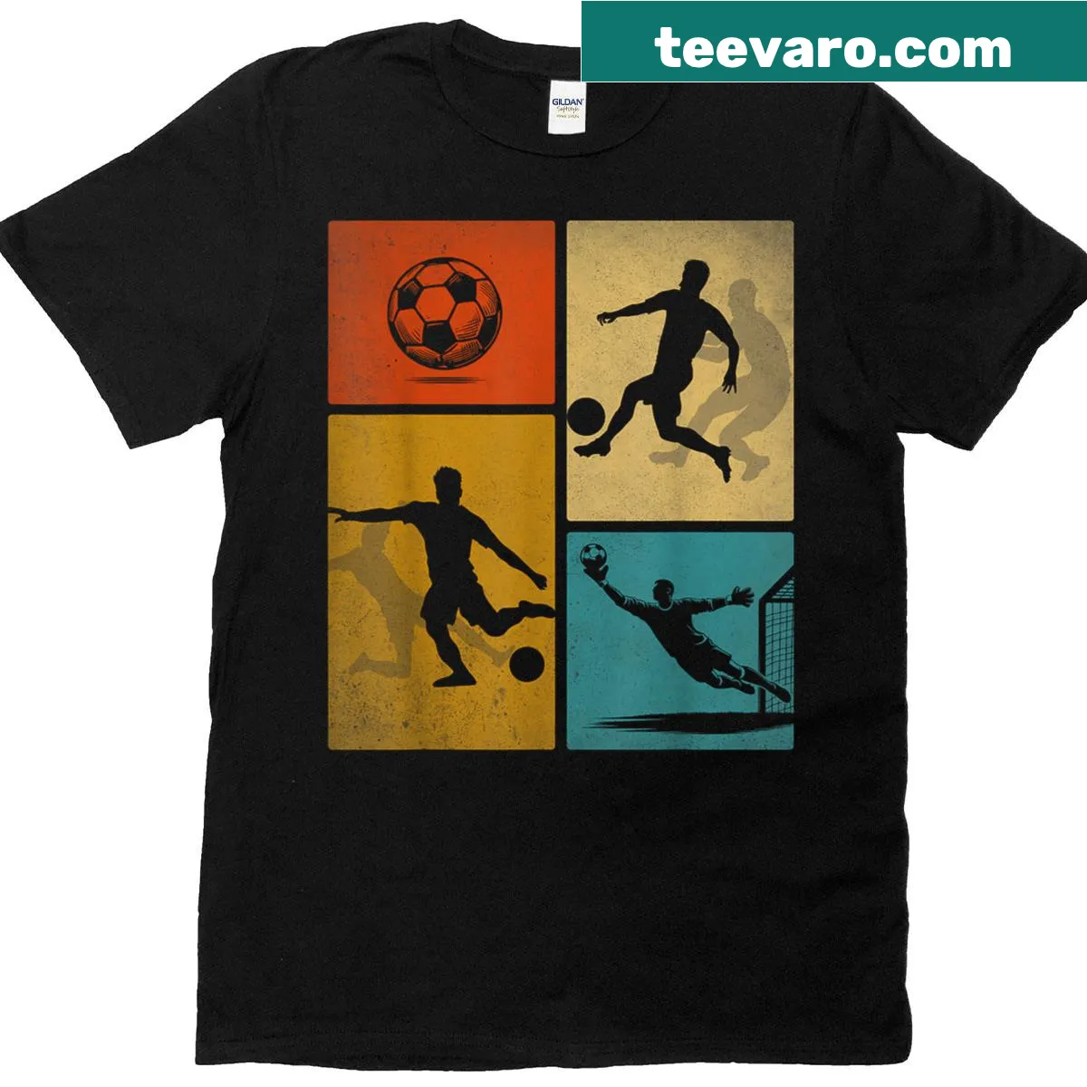 Retro soccer player graphic on t-shirt for kids — on a men's t-shirt