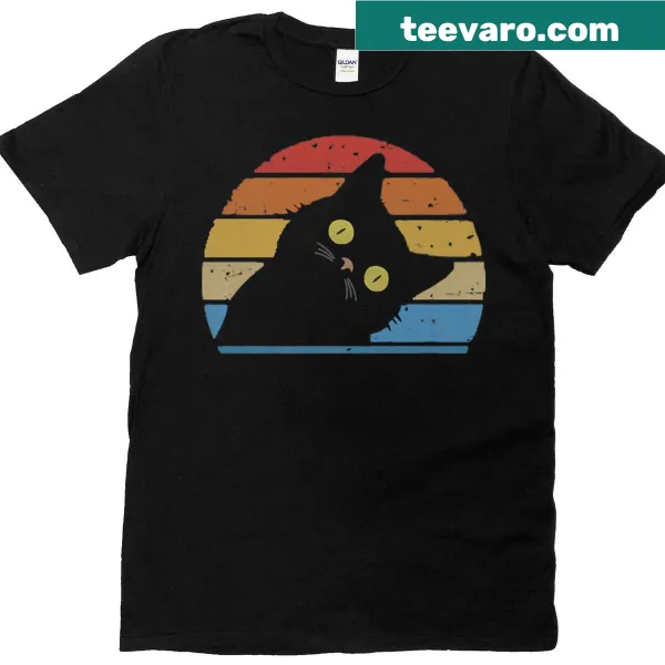 Vintage style T-shirt featuring a black kitty cat graphic