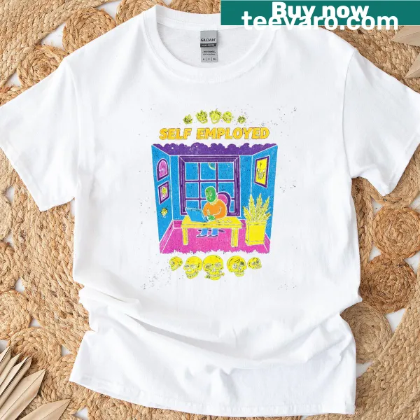 Psychedelic humor graphic tee for self-employed individuals