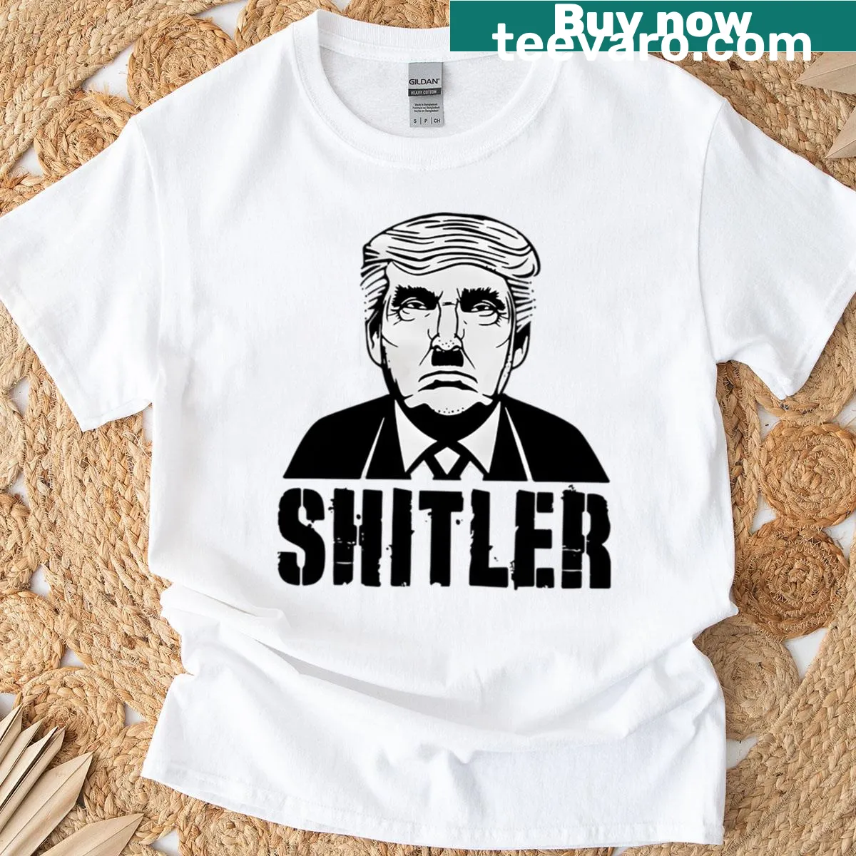 Oversized t-shirt with a political protest graphic — on a men's t-shirt