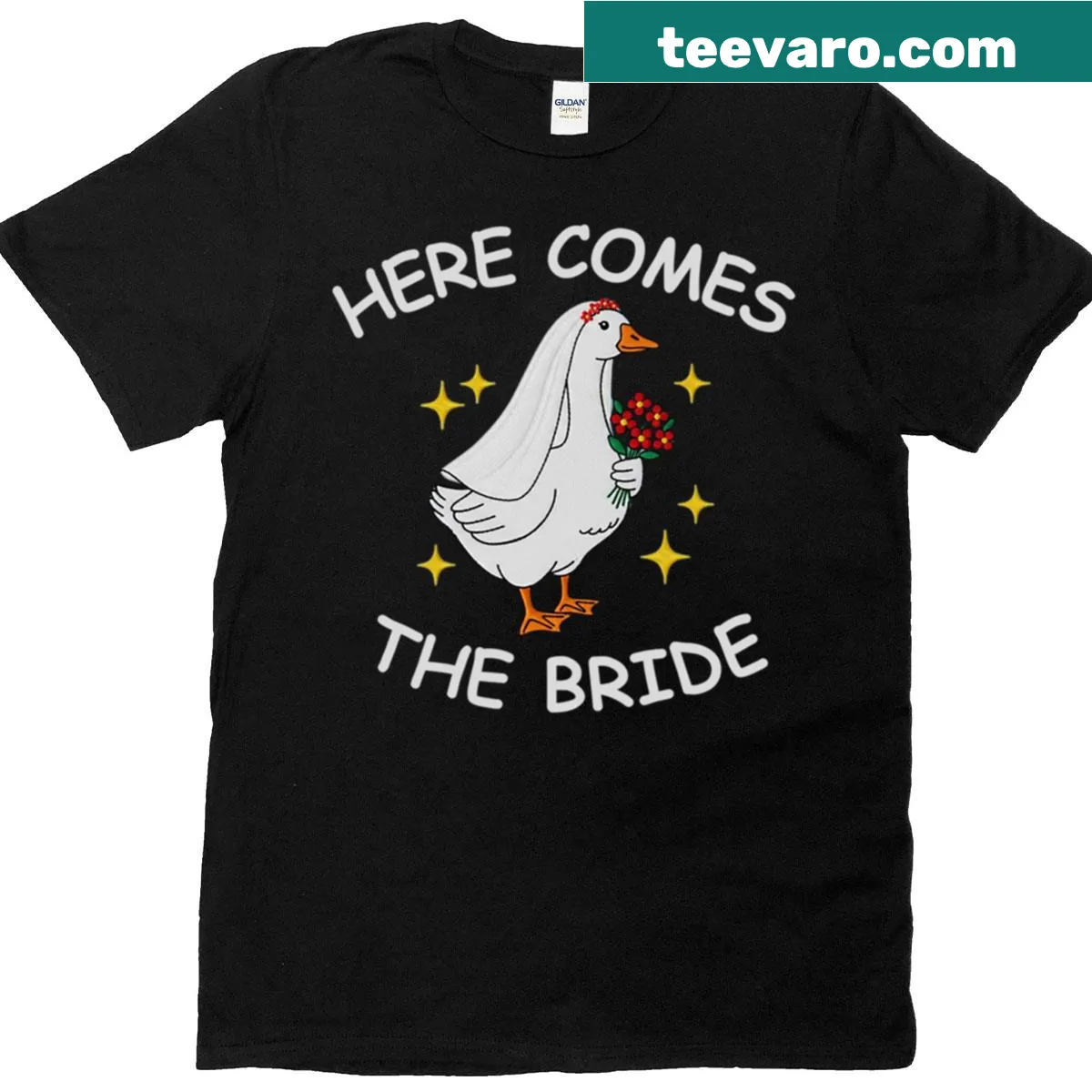 T-shirt with a funny goose graphic for a bride-to-be — on a men's t-shirt