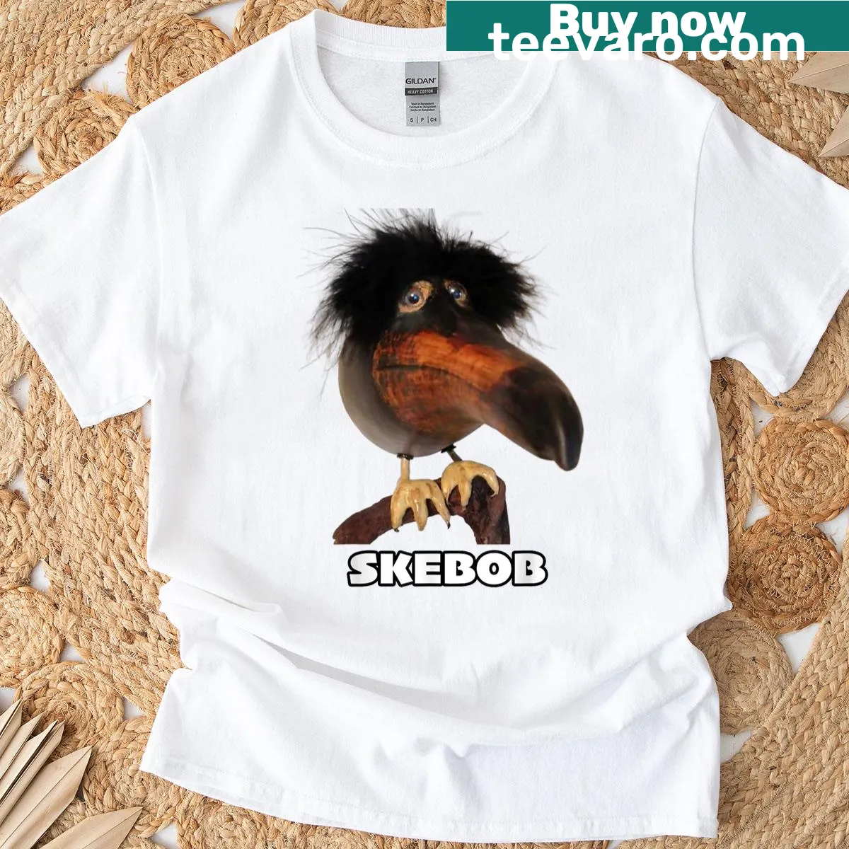 Funny meme-inspired t-shirt with Skebob graphic — on a men's t-shirt