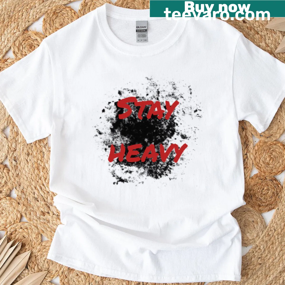 Playful t-shirt featuring the phrase 'Stay Heavy' related to Jiu Jitsu — on a men's t-shirt