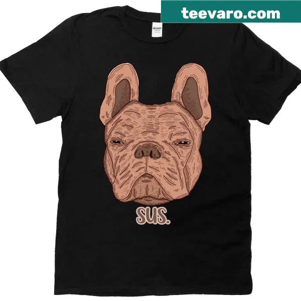 Cute illustration of a French Bulldog on a t-shirt for dog lovers.