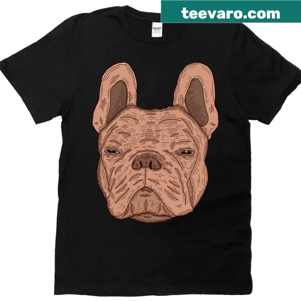 Cartoon French Bulldog t-shirt with suspicious expression