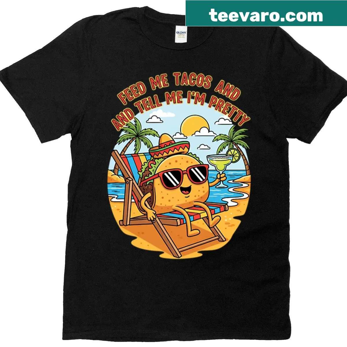 Funny taco lover illustration graphic t-shirt — on a men's t-shirt