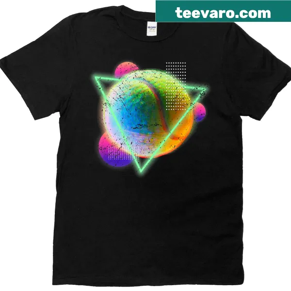 Retro tennis ball t-shirt with glitch art style