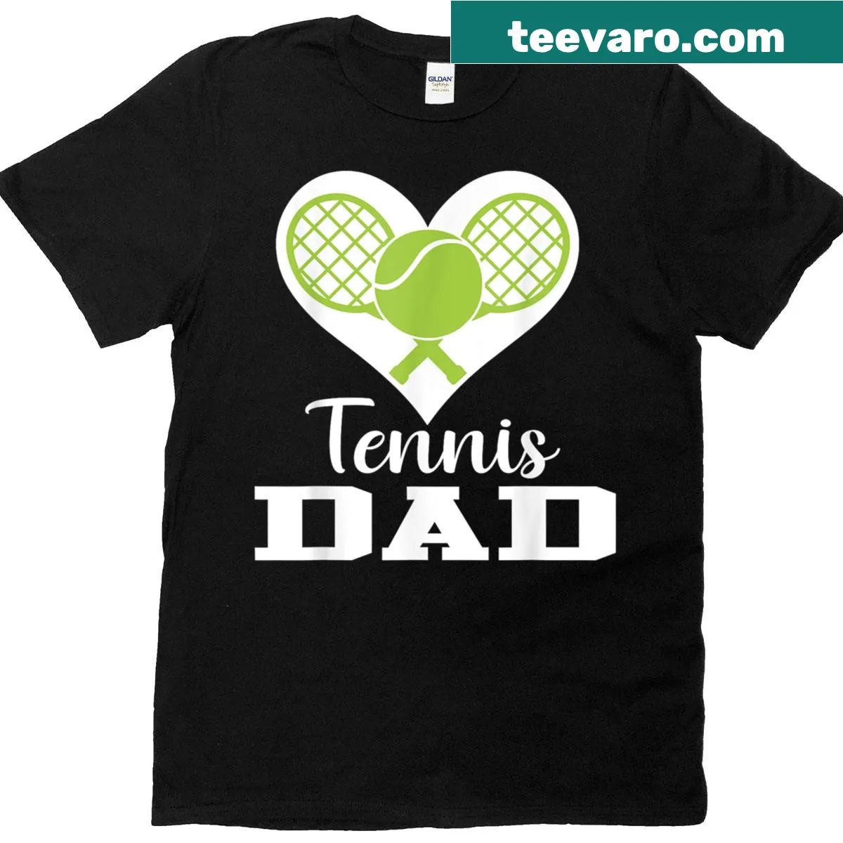 Funny 'Tennis Dad' graphic t-shirt for sports-loving fathers. — on a men's t-shirt