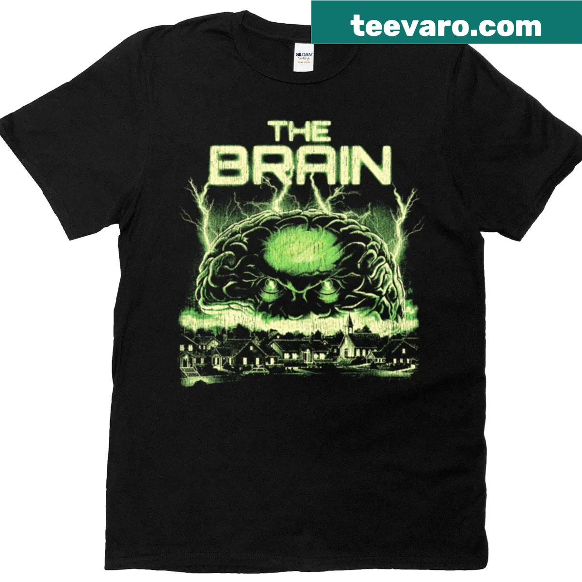 Vintage graphic tee featuring a stylized brain illustration — on a men's t-shirt