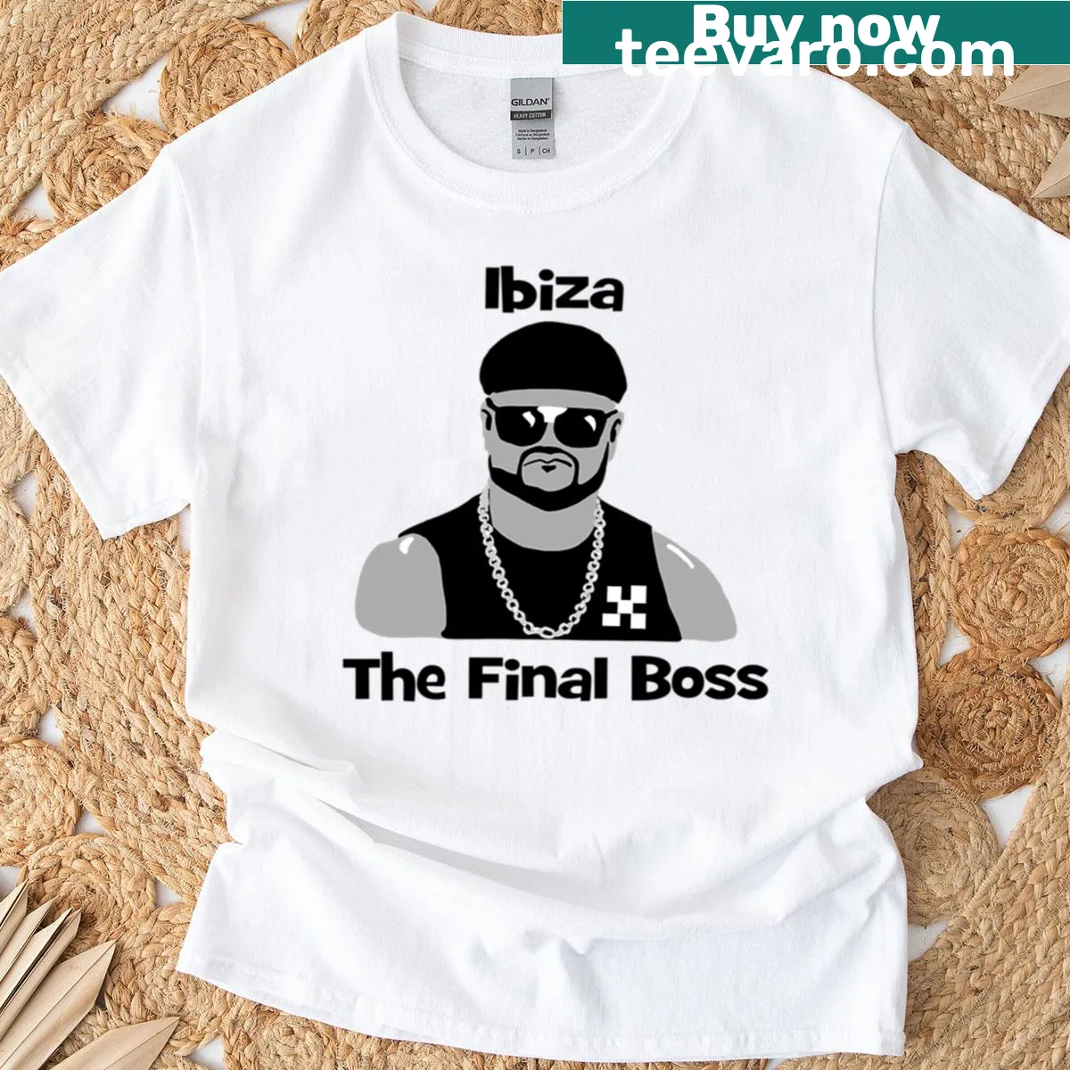 T-shirt featuring a gaming-inspired design reminiscent of epic boss battles — on a men's t-shirt