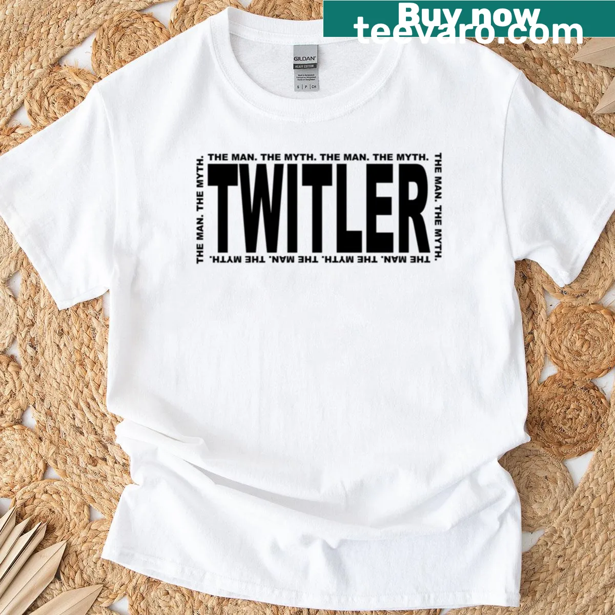 Satirical shirt featuring the phrase 'The Man The Myth Twitler' — on a men's t-shirt