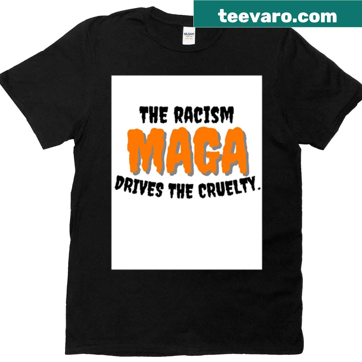Bold text on T-shirt addressing social issues. — on a men's t-shirt