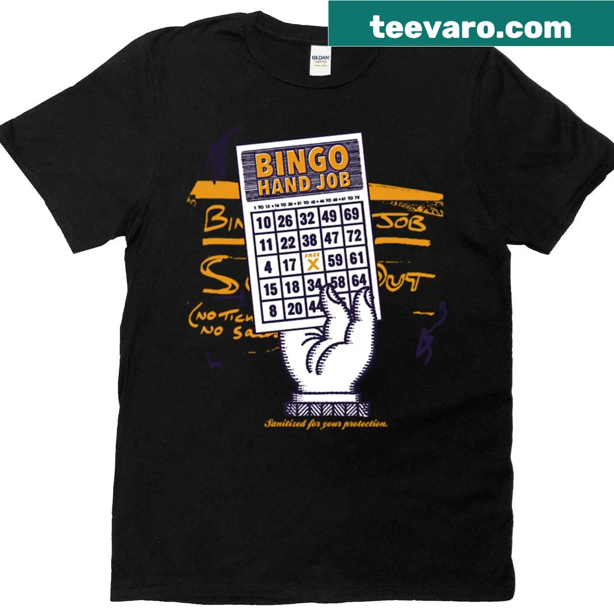 Illustrative design celebrating secret gigs in a music-themed t-shirt — on a men's t-shirt