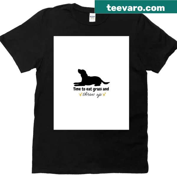 Funny dog-themed t-shirt featuring graphic about eating grass