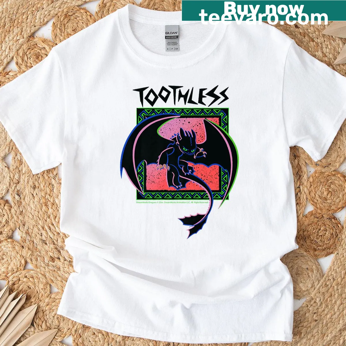 Toothless graphic T-shirt from 'How To Train Your Dragon' — on a men's t-shirt