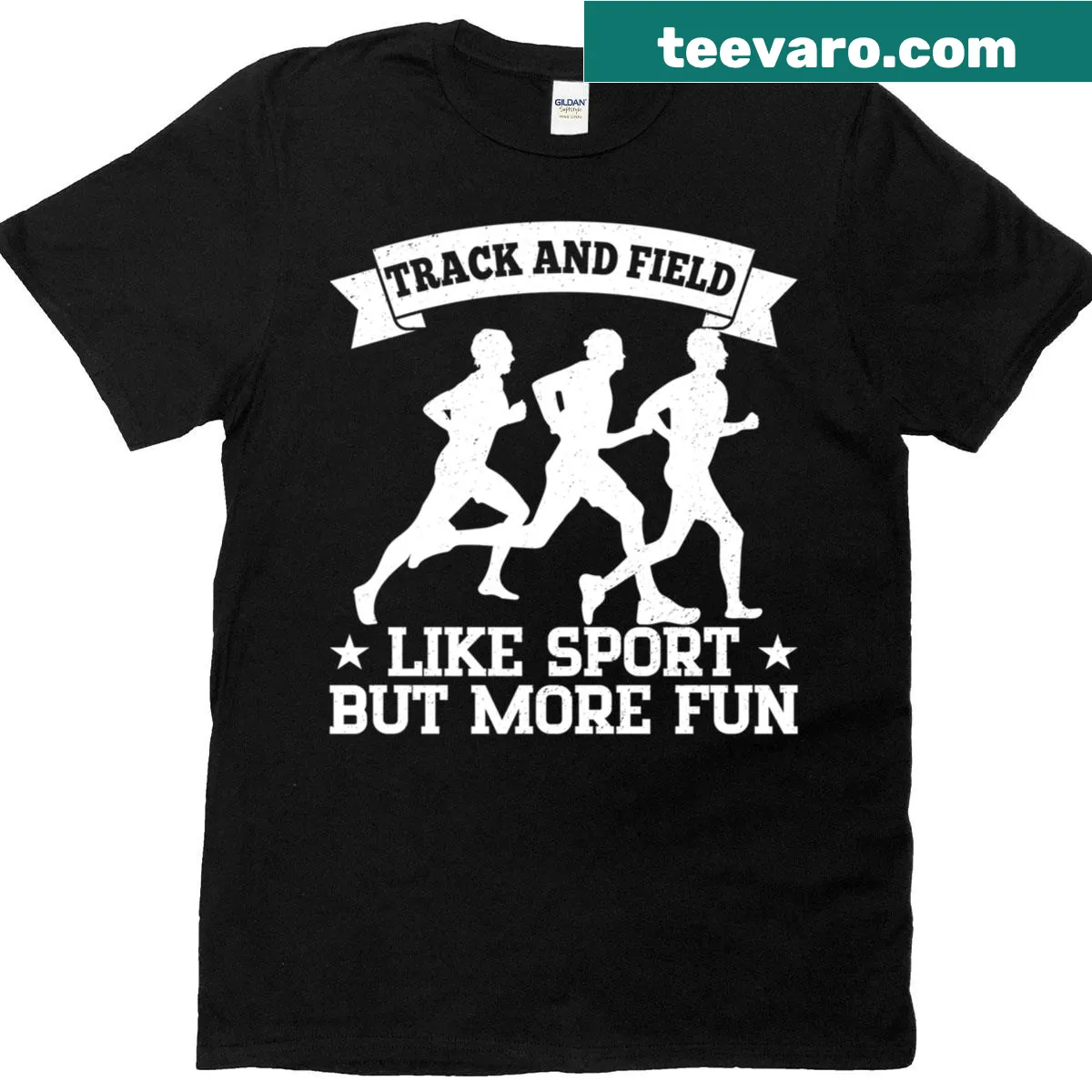 Motivational T-shirt celebrating track and field sports — on a men's t-shirt