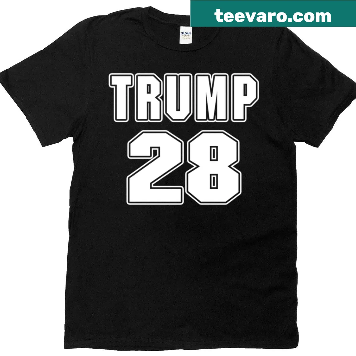 T-shirt with humorous typography referencing Trump 28 2 — on a men's t-shirt